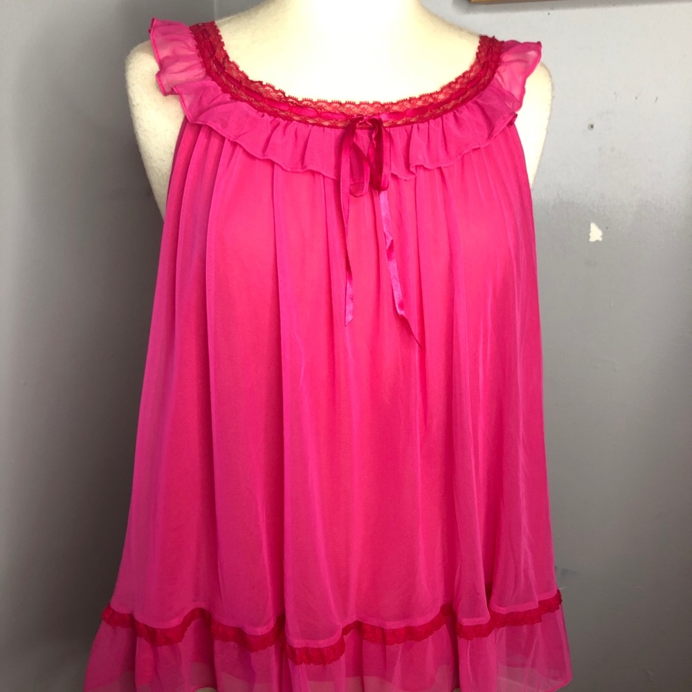 VINTAGE VICTORIAS SECRET BABY DOLL LINGERIE CAMISOLE TOP Sexy Little Things Sz L